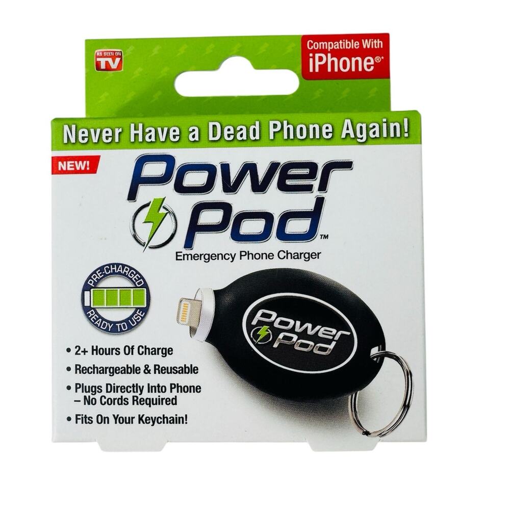 OnTel Power Pod Emergency Phone Keychain Charger iPhone 11 Pro Max Compatible